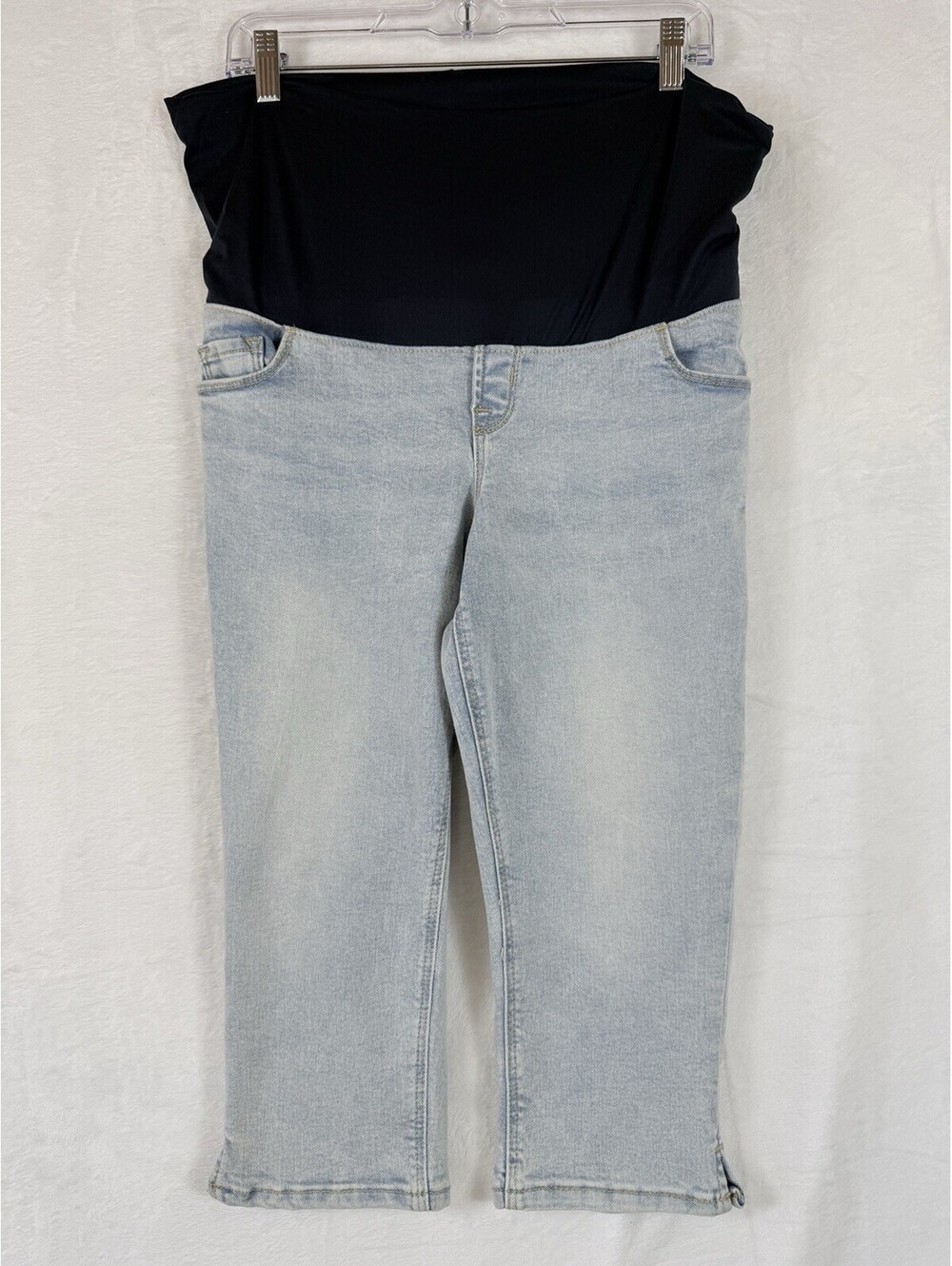 Old Navy Maternity Capri Jeans 6 Light Blue Denim Full Panel Womens